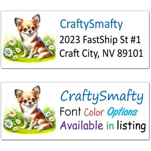 Lindas etiquetas de dirección Chihuahua personalizadas personalizadas para perros tamaño de devolución 1 pulgada x 2,625 pulgadas - Imagen 1 de 6