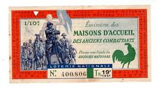 FRANCE LOTERIE NATIONALE 1941 Maisons D'accueil DES ANCIENS COMBATTANTS  19° 1/1