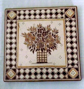 Azulejos de corcho de cerámica Mirasol 8" marrón floral de Carmel by the Sea California - Imagen 1 de 3