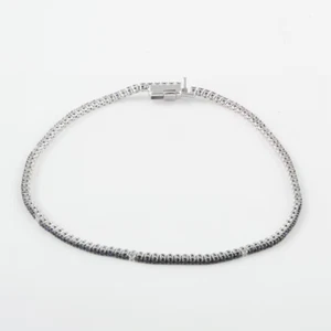 1.80CT Natural Black & White Diamonds 14K Gold Tennis Men's Bracelet Size 8"inch - Picture 1 of 5