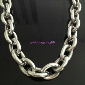 7" -40" schwere riesige Herren 316L Edelstahl Silber große O Gliederkette Halskette - Bild 1 von 4
