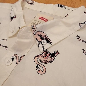 Levis Shirt Mens XL Short Sleeve Button Up Flamingo Marsh All Over Print NEW $42 - Picture 1 of 17