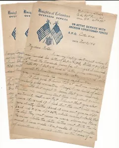 Antique WWI Nov 8 1918 Jewish AEF Soldier Letter Home Knights of Columbus Nadel - Picture 1 of 2