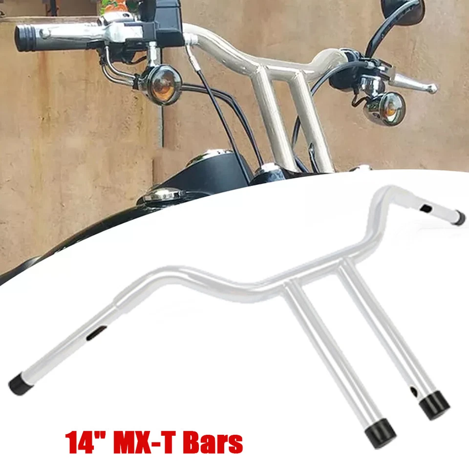 Manillar Fat Bar MX-T de 14" de elevación de 1,25" para Harley Dyna Fat Boy Heritage Classic Foto 1 de 4