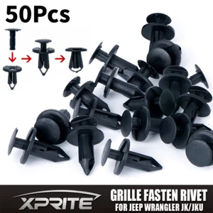 Xprite 50pcs Grill Grille Fastener Rivet Push Pin Clips for 07-18 Jeep JK JKU - Picture 1 of 5