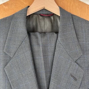Hart Schaffner Marx Suit Mens 41L Gray Glen Prince of Wales 2 Button Wool 34x33 - Picture 1 of 23