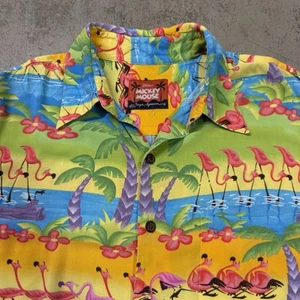 Vintage Reyn Spooner Disney's Mickey Mouse Flamingos Shirt Medium USA Hawaiian - Picture 1 of 8