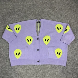 Dressed in Lala Strickjacke Damen L XL Lavendel Oversize Alien Too Cool Pullover - Bild 1 von 15