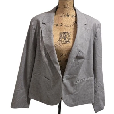 Chaqueta Blazer Para Mujer Lane Bryant Gris Pin Rayas Talla Grande 22 2X Foto 1 de 4