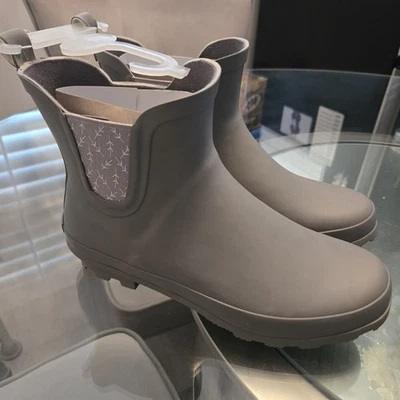 Laura Ashley Ladies ELASTIC Mid Cut Ankle Height Rubber Rain Boots  - Image 1 of 4