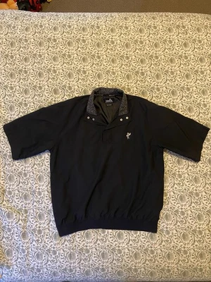 Pulôver Ashworth masculino médio 1/4 encaixe preto sistemas climáticos quebra-vento golfe P/S - Imagem 1 de 4