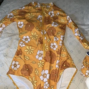 Multicolor Sunny Bloom 1 Pc Paddle Swimsuit Sz Medium Long Sleeve Swimsuit - Picture 1 of 4