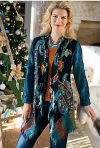 Weiche Umrandung Mercato Jacke Pullover Pfau bestickt Large - Bild 1 von 6