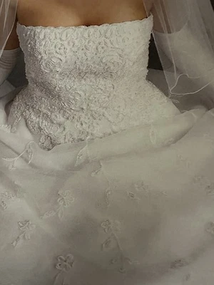 Wedding Dress Originally From David’s bridal. Strapless, Size 10-14 - Image 1 of 3