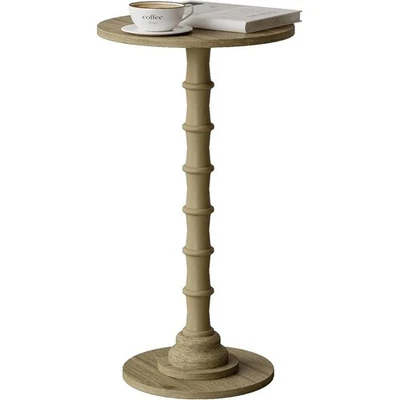 Mesa auxiliar de nogal diseño redondo segura niños mascotas mesa multiusos moderna compacta Foto 1 de 2