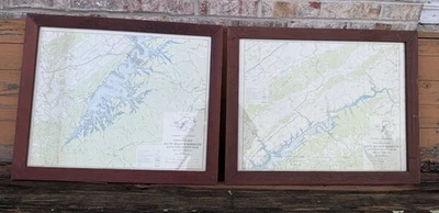 Vintage Pair Of Framed TVA Tennessee Valley Authority Navigation Maps From 1951 - Image 1 of 4