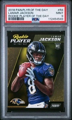 🏈🔥2018 Panini Player of the Day - Rookie Lamar Jackson #R4 (RC) PSA 9 🔥🏈 - Image 1 of 3