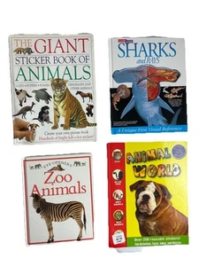 *LOT* Of (4) Animal Sticker & Reference Books for Kids/Children Ages 2-6 - Foto 1 di 19