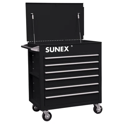 Sunex 8057BK 6-Drawer Full-Drawer Professional Cart, Black Foto 1 de 3