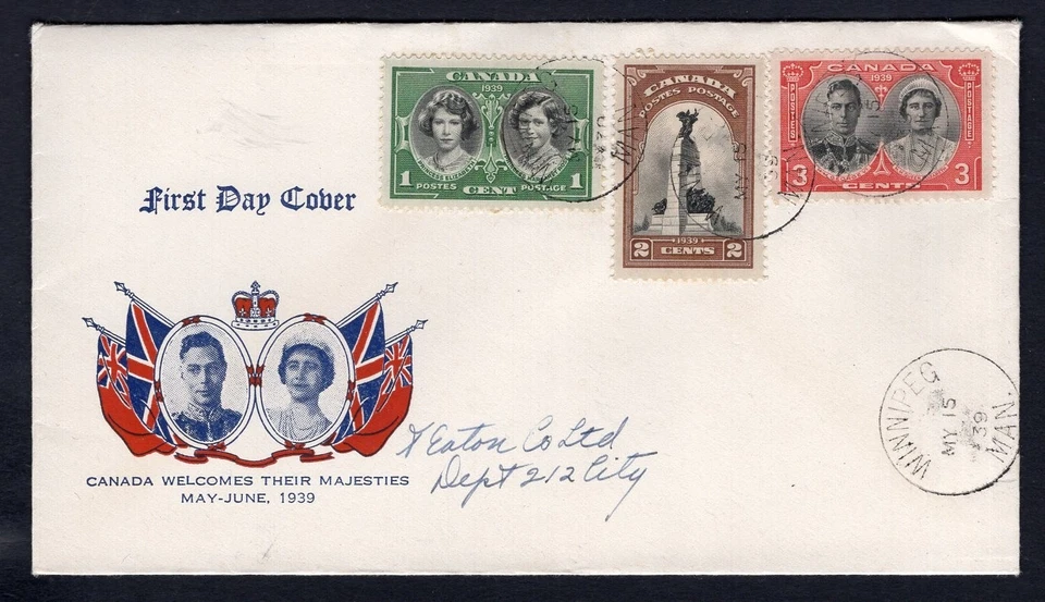 CANADA 1939 FDC Cover. Royal Visit. Winnipeg CDS - Image 1 of 2
