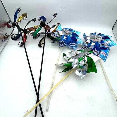 Garden Wind Spinner Lot Metal & Plastic Pinwheels Patriotic & Decorative Outdoor - Image 1 of 4