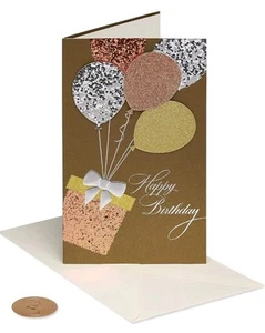 Papyrus Happy Birthday Card 3D Glitter Balloons - Picture 1 of 5