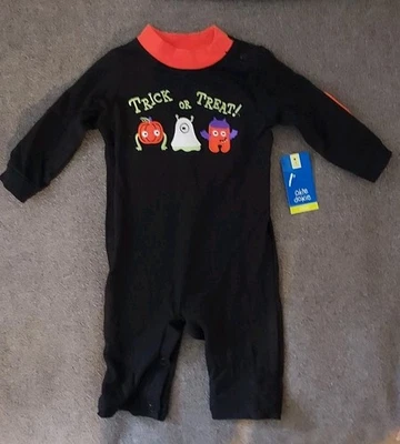 Mono negro manga larga truco o trato de Halloween Okie Dokie 3 meses NUEVO Foto 1 de 4