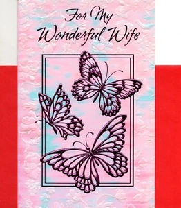 Happy Valentine's Day Wife Pink Butterfly Butterflies American Greetings Card - Picture 1 of 4