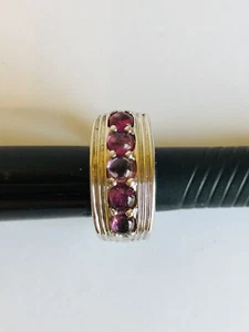 DaVinci Sterling Silver Cabochon Garnet Ring Size 6 1/2 - Picture 1 of 12