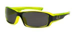 Locs Sunglasses rectangular wrap shape Green Accent w/ Black 91042(2) - Picture 1 of 1