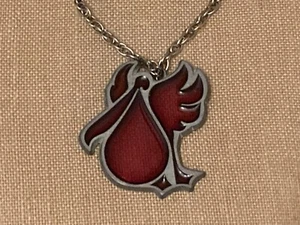 Vtg Amber Color Stained Glass Pelican Bird Pendant Chain Necklace Louisiana RARE - Picture 1 of 8