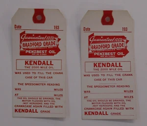 Kendall Motor Oils Charles Fissel Manheim PA oil change tags 2 unused gas & oil - Picture 1 of 2