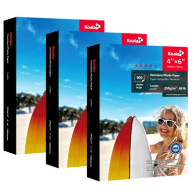 300 Sh Koala Premium Photo Paper 4X6 Luster 66 lb for Inkjet Canon HP Semi-gloss - Image 1 of 4