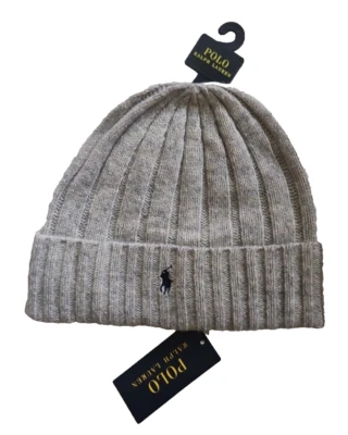 Polo Ralph Lauren Men's Wool Blend Rib Knit Beanie Hat Cap Hether Grey OS NWT - Image 1 of 4