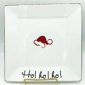 St Nicholas Square Tis the Season 8.25" Square Plate Santa Hat Ho Ho Ho - Picture 1 of 4