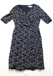 Tahari Arthur S Levine Women's 3/4 Sleeve Navy Lace Dress Size 10 - Picture 1 of 10