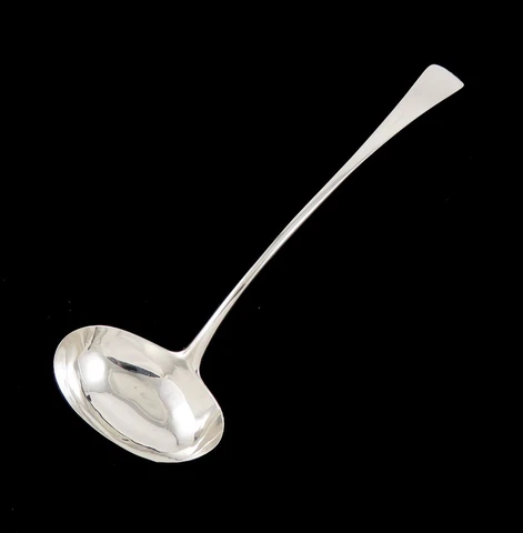 Antique 1791 English Georgian Sterling Silver Peter Anne Bateman Soup Ladle 13" Cover