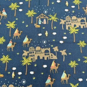 2 YDSx44” Moda Joyful Oh Little Town Midnight Christmas Nativity Fabric #20801 - Picture 1 of 8