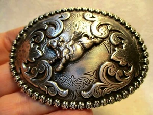 Vintage FANCY NACONA BUCKING BULL Very Heavy Belt Buckle ~BARGAIN BUCKLES~ - Picture 1 of 3