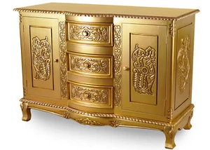 Gold Kommode Anrichte Sideboard massivholz rokoko barock 120 cm 78324 - Bild 1 von 3