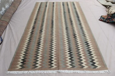 Alfombra Afghan Kilim 6'2x9'8 ft - Alfombra geométrica hecha a mano gris beige - Alfombra de sala de estar Foto 1 de 4