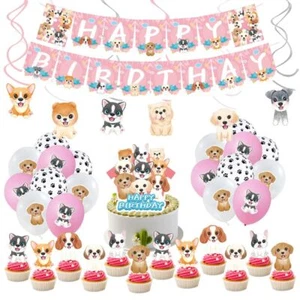 50PCS Pink Dog Theme Birthday Decorations Puppy Party Decorations Supplies - Picture 1 of 7