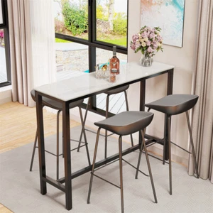 Ultra Tall Bar Table White Marble Kitchen Countertop Pub Table Dining Room Cafe - Picture 1 of 10