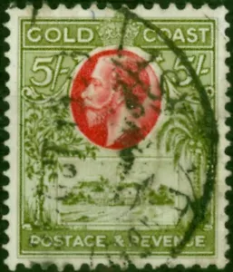 Gold Coast 1928 5s Carmine & Sage-Green SG112 Fine Used (2) - Picture 1 of 1
