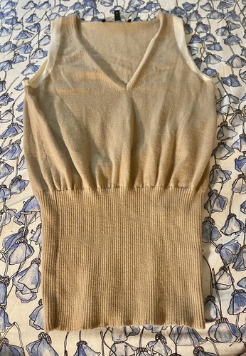 Gucci maglione smanicato cashmere gilet marrone panna piccolo