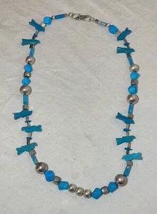 vintage handmade southwestern sterling silver bird Native American bead necklace - Picture 1 of 13