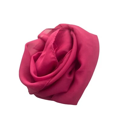 Vintage Sheer Rectangle Scarf Lightweight Neck Wrap Bandana Red Rolled Edge - Image 1 of 3