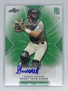 2021 LEAF PERFECT GAME GREEN GRANT FAHRLANDER PAPER RC AUTO # 1/10