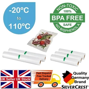 Rollos selladores al vacío Silvercrest paquetes de 2/3 bolsas de almacenamiento de alimentos herméticos herméticos - Imagen 1 de 8