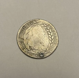 Maria Theresia Österreich 20 Kreuzer 1777 Silber mit Anhängerloch - Bild 1 von 4